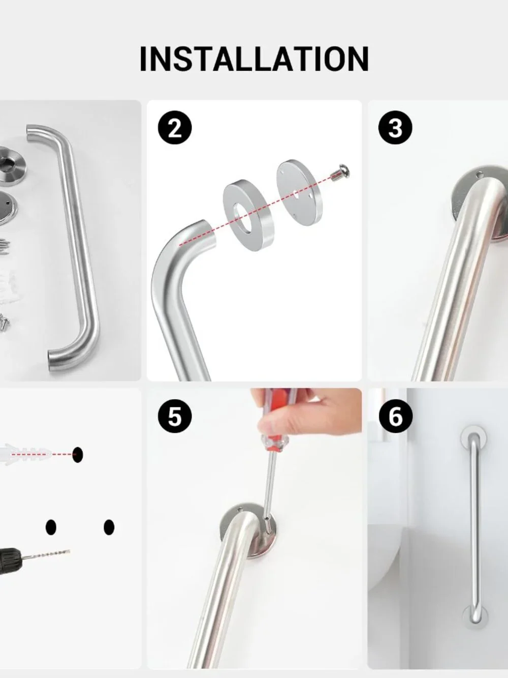 16 Inch Grab Bars for Bathtubs and Showers White, Safety Shower Grab Bars for Se